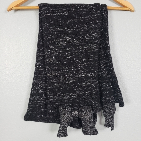 PORTOLANO Wool Fur Blend Bow Detail Scarf - Picture 1 of 10